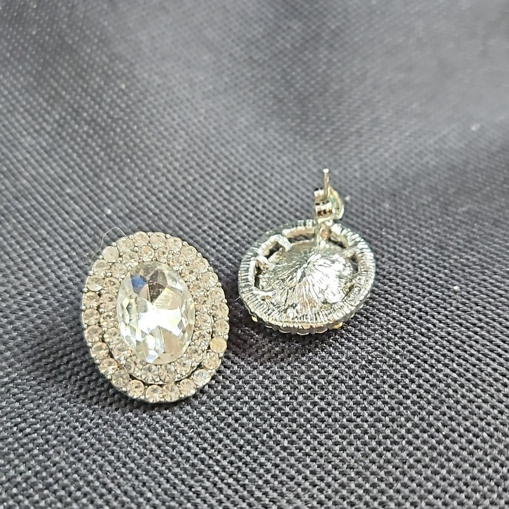 Rhinestone Post Earrings - Picture 2 of 2